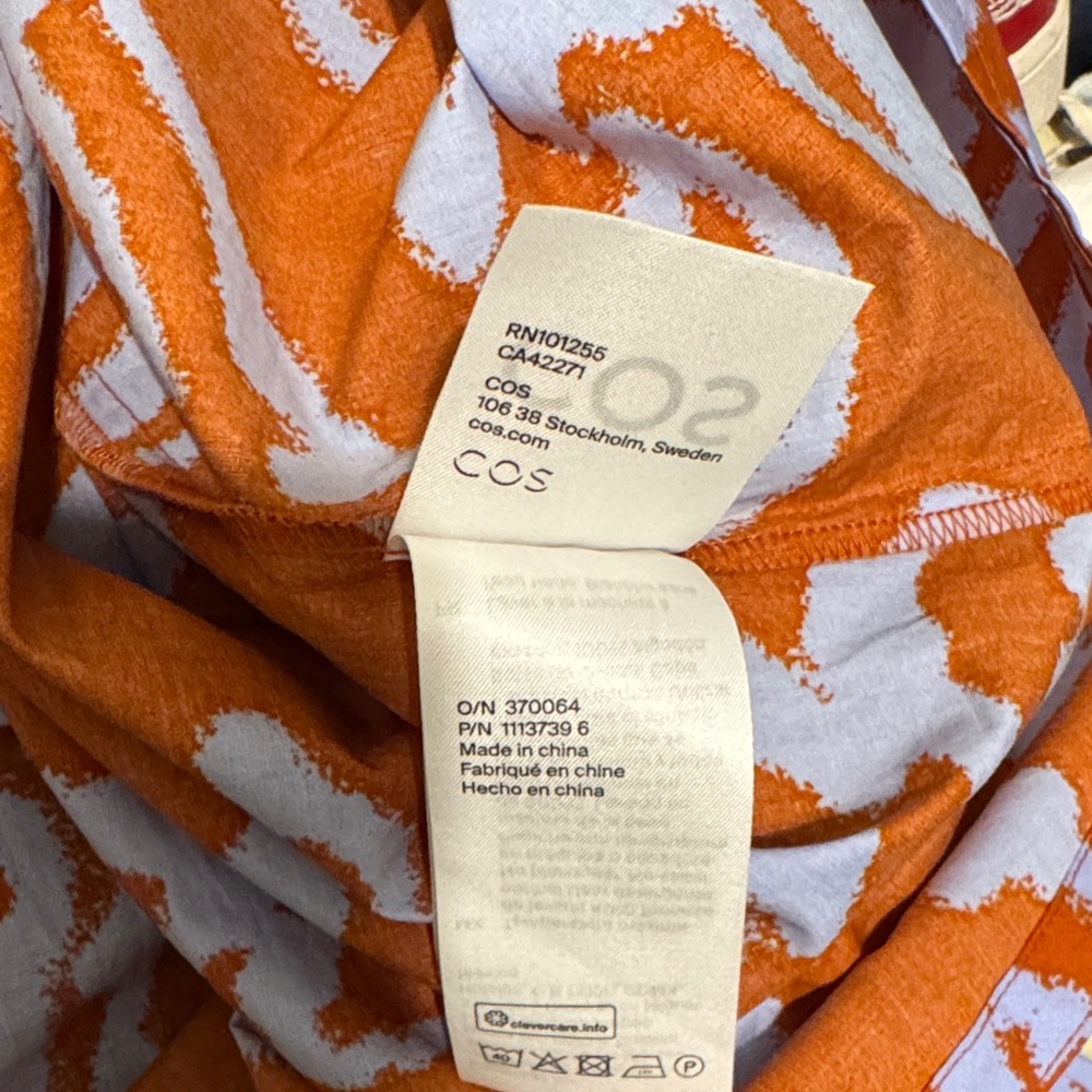 COS Orange and White Patterned Midi Dress‎ - Picture 8 of 10